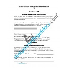 Limited Liability Company Operating Agreement - Manager Managed - Ohio